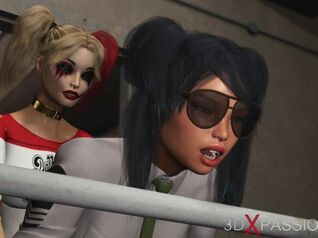 Warm intercourse in jail! Harley Quinn ravages a dame jail